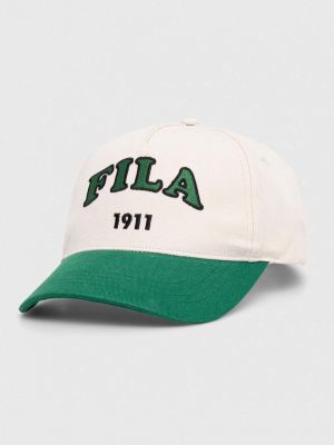 Памучна шапка с козирки с апликация Fila зелено