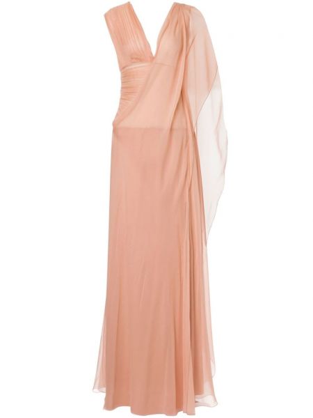 Asymetrické hodvábne večerné šaty Alberta Ferretti ružová