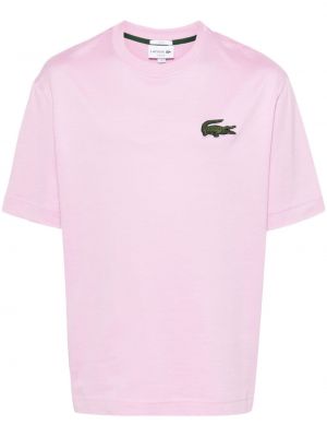 Růžové bavlněné tričko Lacoste