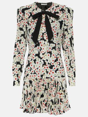 Svilena obleka z lokom s cvetličnim vzorcem Alessandra Rich črna
