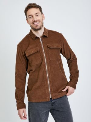 Вельветовая джинсовая куртка на молнии Tom Tailor коричневая