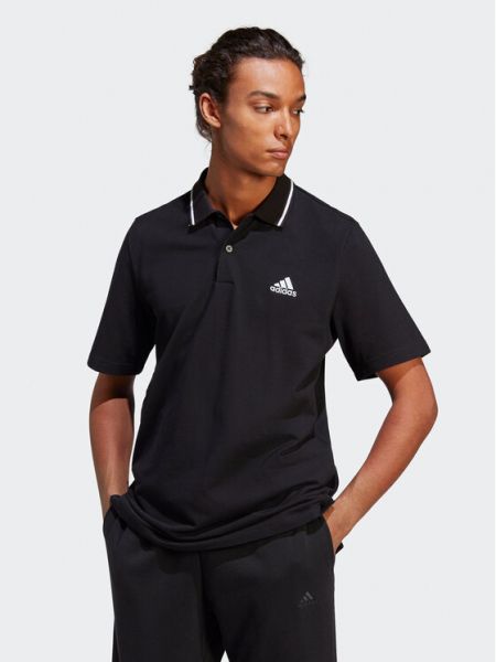Тениска с копчета Adidas черно