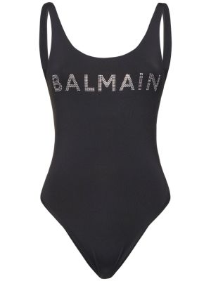 Křišťálové jednodílné plavky jersey Balmain černé