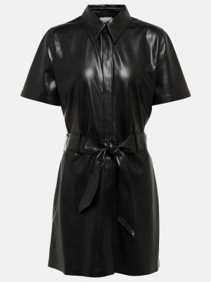 Mini vestido de cuero de cuero sintético Nanushka negro