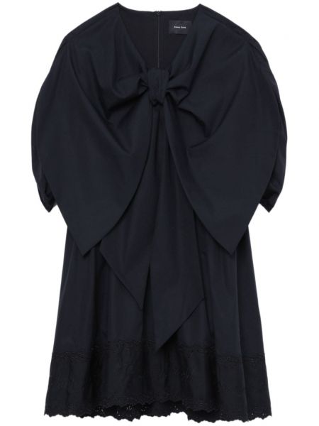 Bavlnené mini šaty s mašľou Simone Rocha čierna