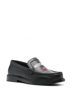 Leder loafer mit print Moschino schwarz