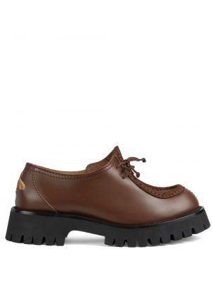 Pantofi loafer cu șireturi din dantelă Gucci maro