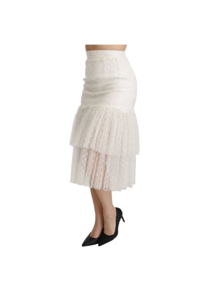Spódnica midi koronkowa Dolce And Gabbana biała