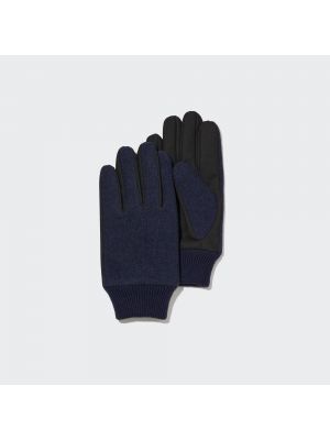 Твидовые перчатки HEATTECH на подкладке Uniqlo, темно-синий