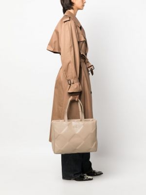 Prošívaná kožená shopper kabelka Calvin Klein hnědá