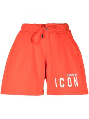 Bombažne kratke hlače s potiskom Dsquared2 oranžna