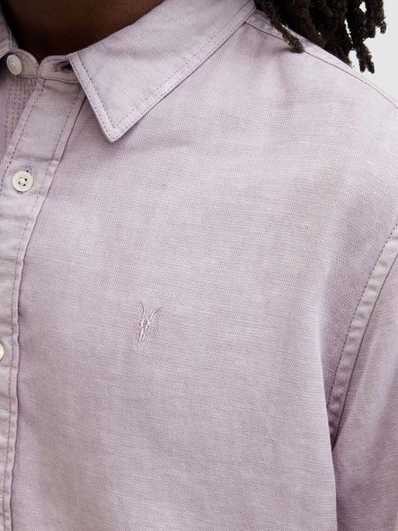 Lanena košulja s gumbima bootcut Allsaints ružičasta