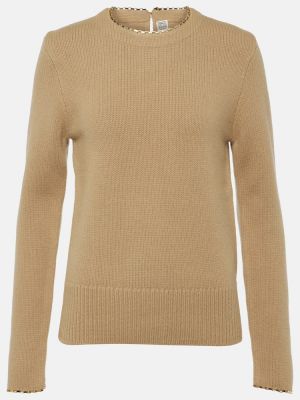 Sweter wełniany z kaszmiru Toteme brązowy