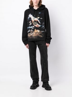 Kapučdžemperis ar apdruku Rabanne melns