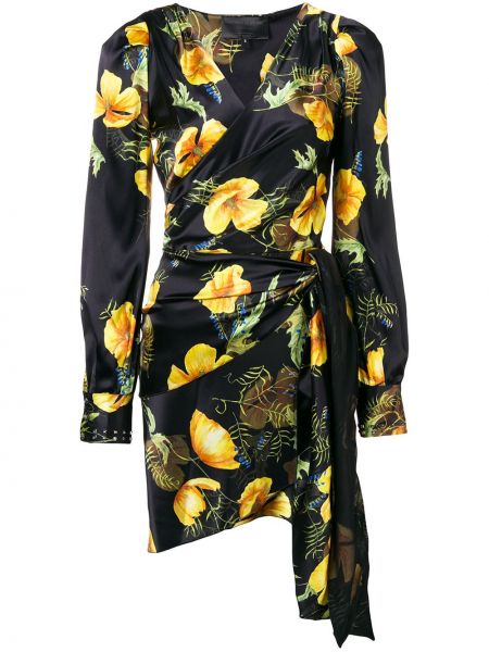 Květinové koktejlové šaty Philipp Plein černé