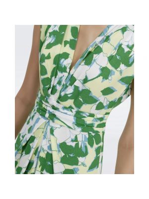Sukienka midi w kwiatki z dekoltem w serek Diane Von Furstenberg zielona