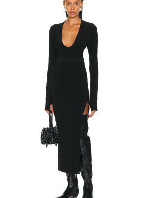 Платье с разрезом с длинным рукавом Norma Kamali черное