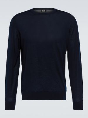 Jersey de lana de punto de tela jersey Zegna azul