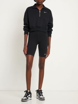 Kokvilnas džemperis ar rāvējslēdzēju Nike melns