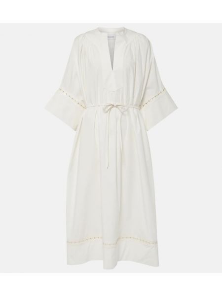 Βαμβακερή μίντι φόρεμα Yves Salomon λευκό