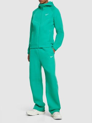 Fleecová mikina s kapucí na zip Nike zelená