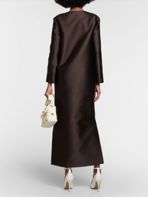 Vestido largo de raso Valentino marrón