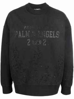 Trykt nødlidende sweatshirt Palm Angels svart