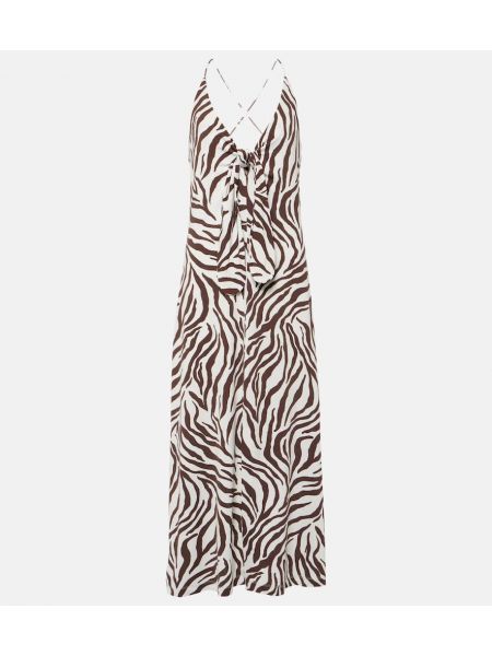 Jersey midi obleka s potiskom z zebra vzorcem Max Mara rjava
