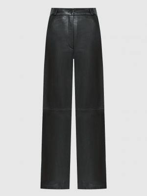 Шкіряні прямі брюки Lou Lou Studio чорні