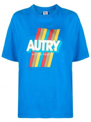 Kokvilnas t-krekls ar apdruku Autry zils