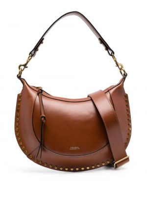 Kožená nákupná taška s cvočkami Isabel Marant hnedá