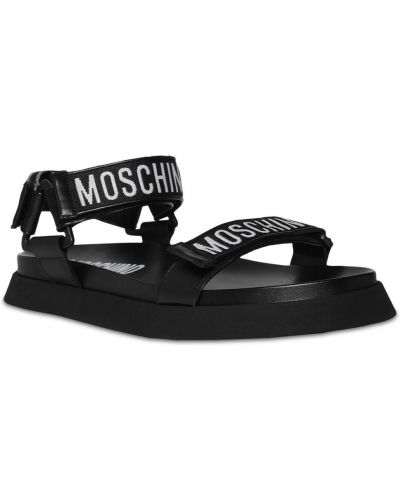 Sandały skórzane Moschino czarne
