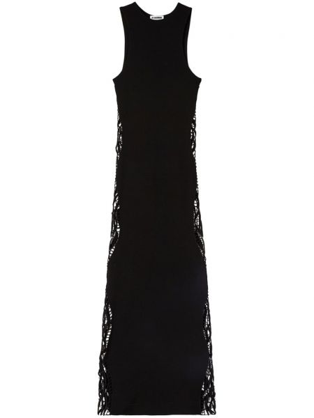 Večernja haljina bez rukava s čipkom Jil Sander crna