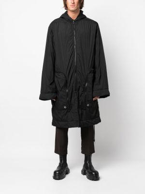 Prošívaný kabát s kapucí Rick Owens Drkshdw černý