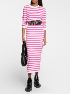 Ριγέ μάλλινη μάξι φόρεμα κασμίρ Jardin Des Orangers ροζ