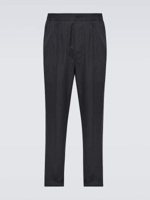 Bavlněné hedvábné rovné kalhoty Tom Ford černé