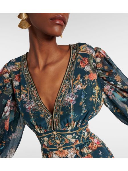 Svilena obleka s cvetličnim vzorcem Camilla