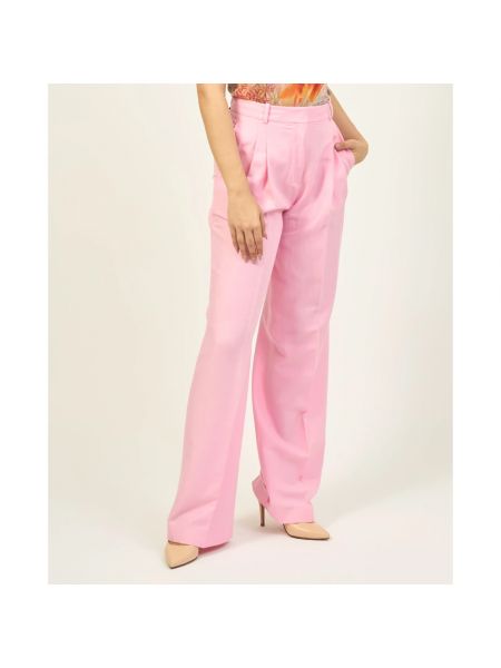 Pantalones de lino Hugo Boss rosa