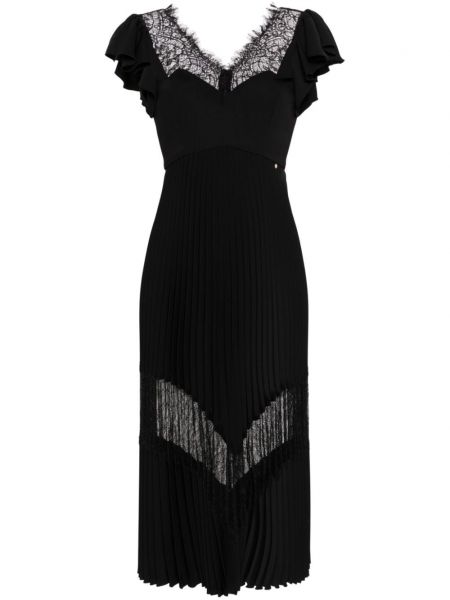 Sukienka midi plisowana koronkowa Nissa czarna