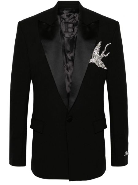 Blazer avec applique en cristal Balmain noir