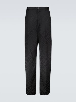 Jacquard hlače s printom Balenciaga crna