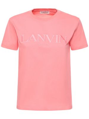 Bombažna majica z vezenjem Lanvin roza
