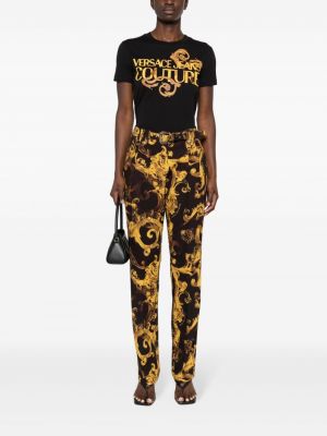 Kokvilnas t-krekls ar apdruku Versace Jeans Couture melns