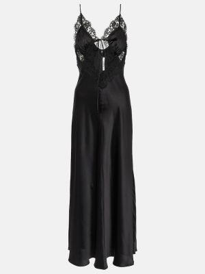 Копринена макси рокля с дантела Rodarte черно