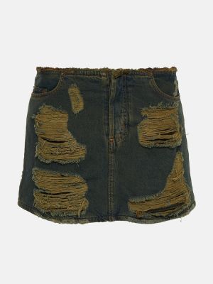 Spódnica jeansowa z przetarciami Acne Studios niebieska