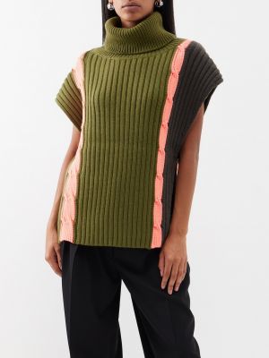 Шерстяной свитер с высоким воротником Roksanda зеленый