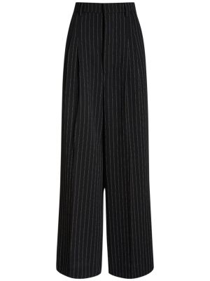 Vlněné kalhoty s vysokým pasem relaxed fit Ami Paris černé