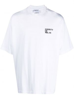 T-shirt z nadrukiem bawełniane z krótkim rękawem Marcelo Burlon County Of Milan - biały