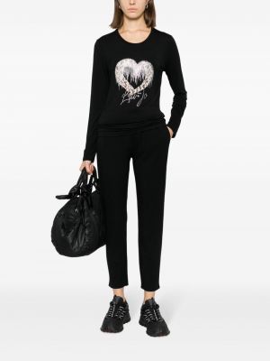 Křišťálové leopardí tričko se srdcovým vzorem Liu Jo černé