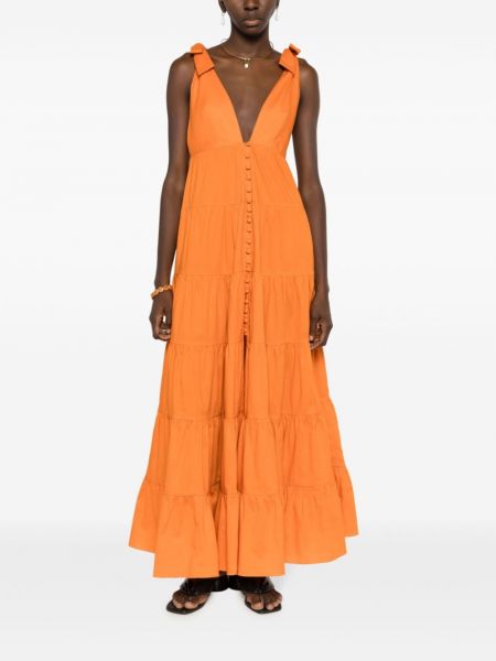 Midi šaty s výstřihem do v Adriana Degreas oranžové